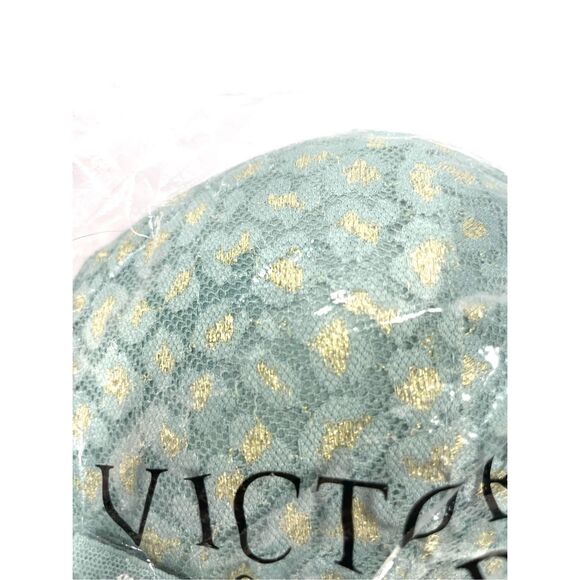 Victoria’s Secret Seafoam Green Gold Sparkle Lace Push Up Bra Women Size 34B NWT - Picture 3 of 3